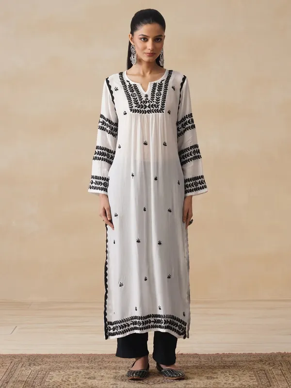 White_Cotton_Straight_Printed_Kurta_For_Women