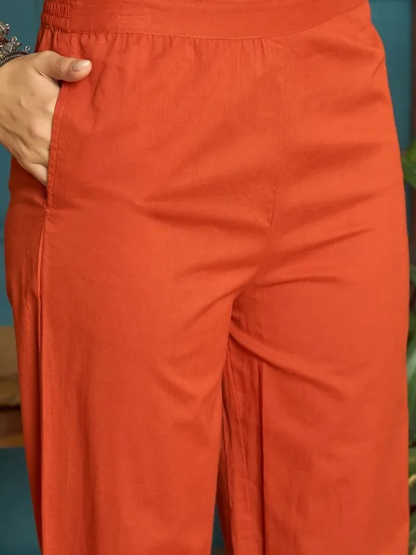 Rust_Cotton_Straight_Kurta_Set_For_Women