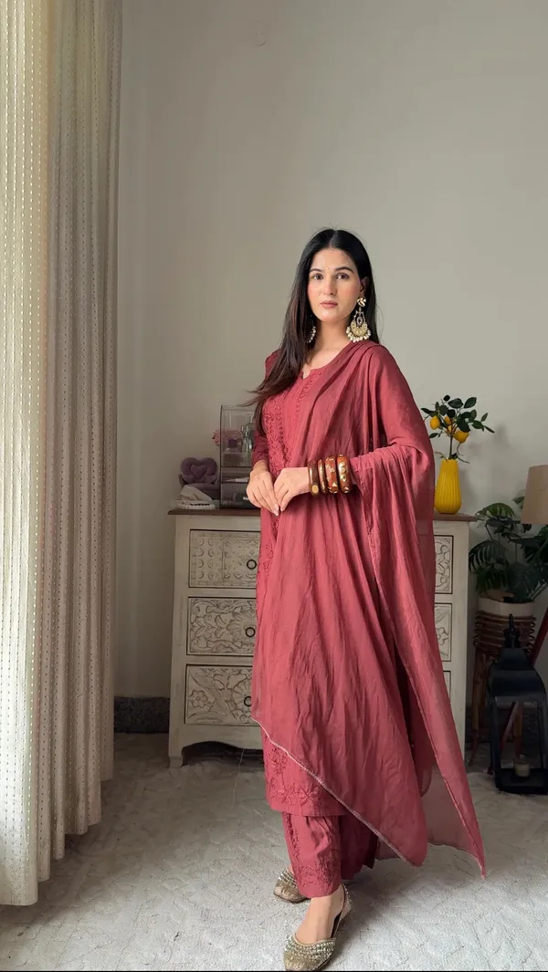 Maroon_Cotton_Embroidered_Straight_Kurta_Set_For_Women