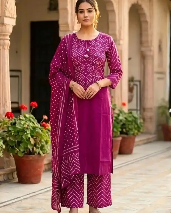 Magenta_Cotton_Printed_Straight_Kurta_Set_For_Women