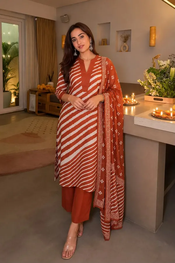 Rust_Cotton_Straight_Kurta_Set_For_Women