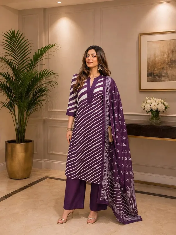 Purple_Cotton_Stripe_Print_Straight_Kurta_Set_For_Women