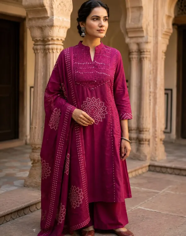 Magenta_Cotton_Printed_Straight_Kurta_Set_For_Women