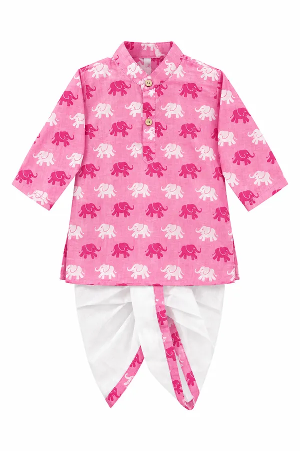 Pink_Cotton_Printed_Dhoti_Set_For_Baby_Boys