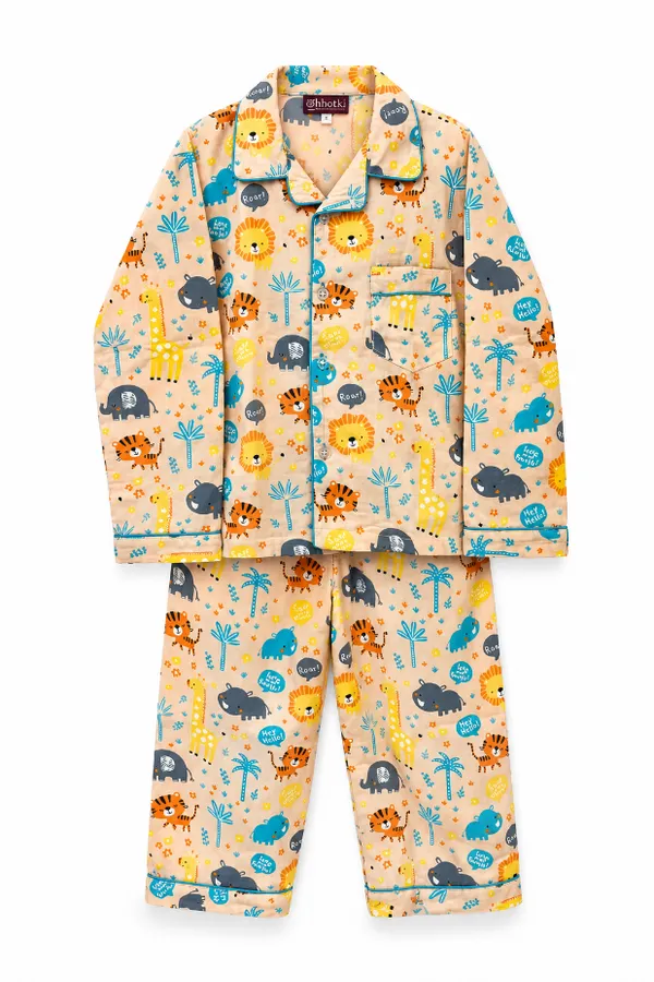Peach_Cotton_Printed_Night_Suit_For_Kids