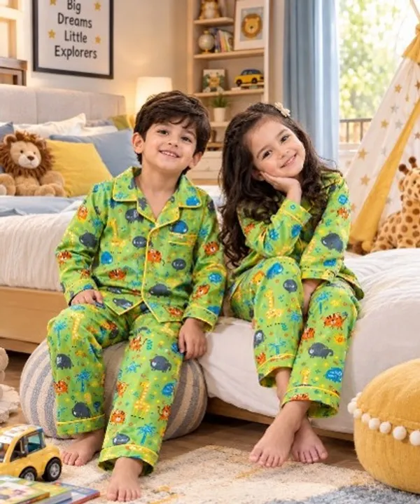 Parrot_Green_Cotton_Animal_Printed_Full_Sleeve_Night_Suit_For_Kids