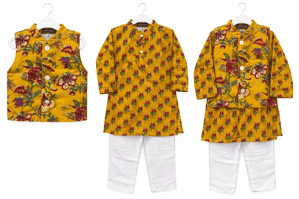 Mustard_Cambric_Cotton_Printed_Kurta_Waistcoat_Set_For_Boys