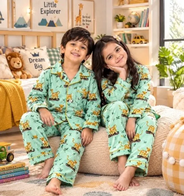 Mint_Green_Cotton_Deer_Printed_Night_Suit_For_Kids