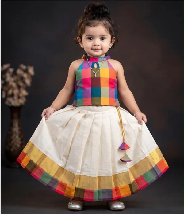 Multicolour_Madras_Check_Cotton_Halter_Neck_Lehenga_Choli_For_Girls