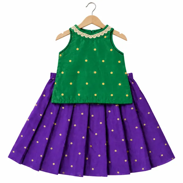 Purple_Green_Silk_Flared_Top_And_Skirt_For_Girls