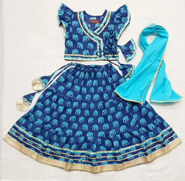 Blue_Turquoise_Cambric_Cotton_Angrakha_Lehenga_Choli_For_Girls