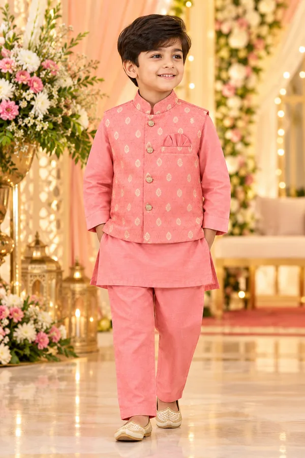 Pastel_Pink_Silk_Ethnic_Koti_Set_For_Boys