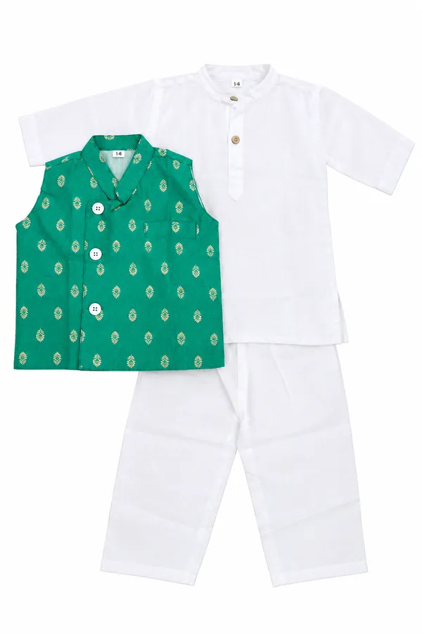 Turquoise_Silk_Cotton_Ethnic_Koti_Set_For_Boys