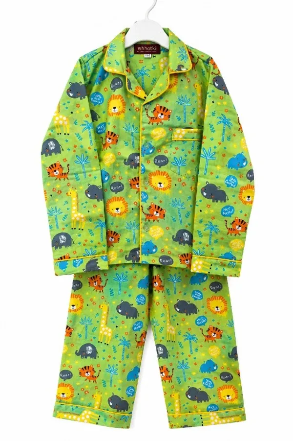Parrot_Green_Cotton_Animal_Printed_Full_Sleeve_Night_Suit_For_Kids