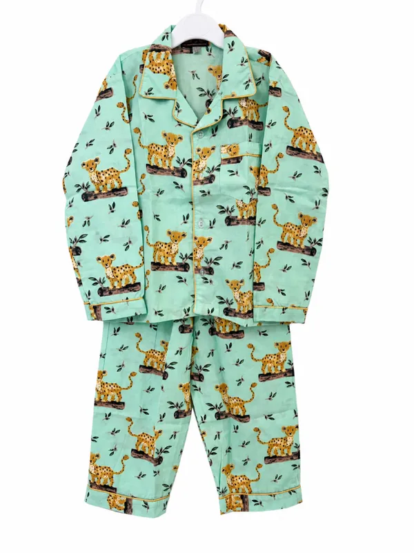 Mint_Green_Cotton_Deer_Printed_Night_Suit_For_Kids