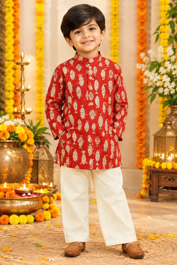 Red_Fish_Motif_Kurta_Set_For_Boys