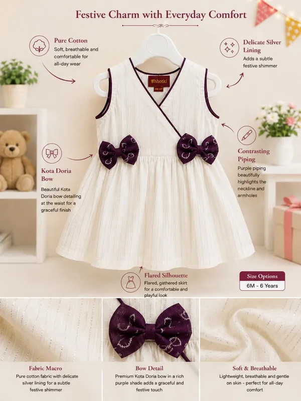 White_Purple_Laurex_Cotton_Silver_Line_Frock_For_Girls