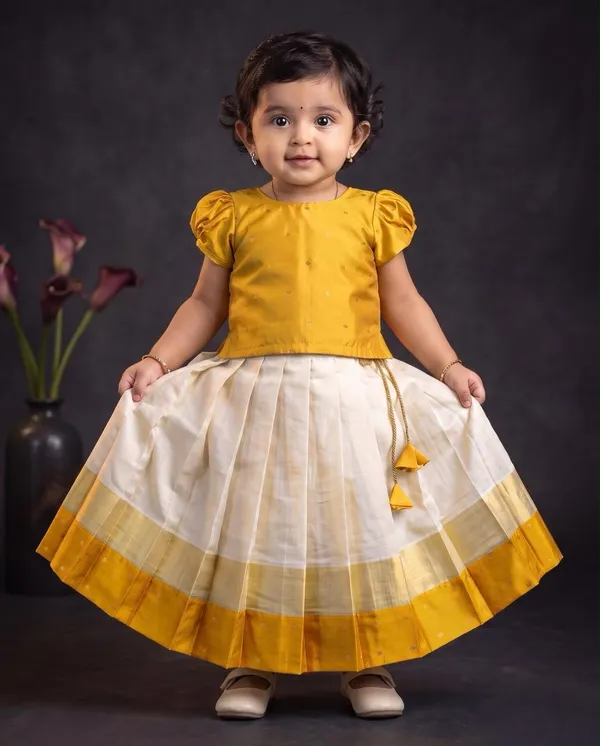 Mustard_Golden_Taffeta_Silk_Lehenga_Choli_For_Girls