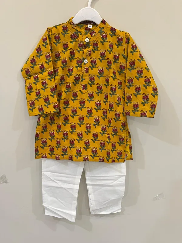 Mustard_Cambric_Cotton_Printed_Kurta_Waistcoat_Set_For_Boys