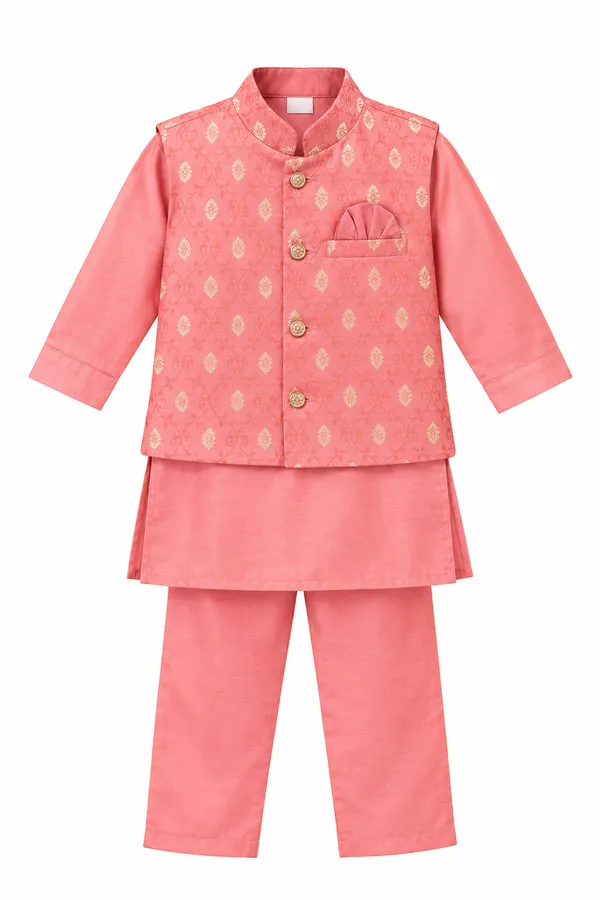 Pastel_Pink_Silk_Ethnic_Koti_Set_For_Boys