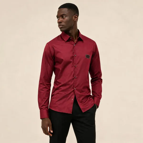 Balmain_Paris_Front_Metal_Logo_And_Leather_Patch_Light_Maroon_Shirt_Big_Size