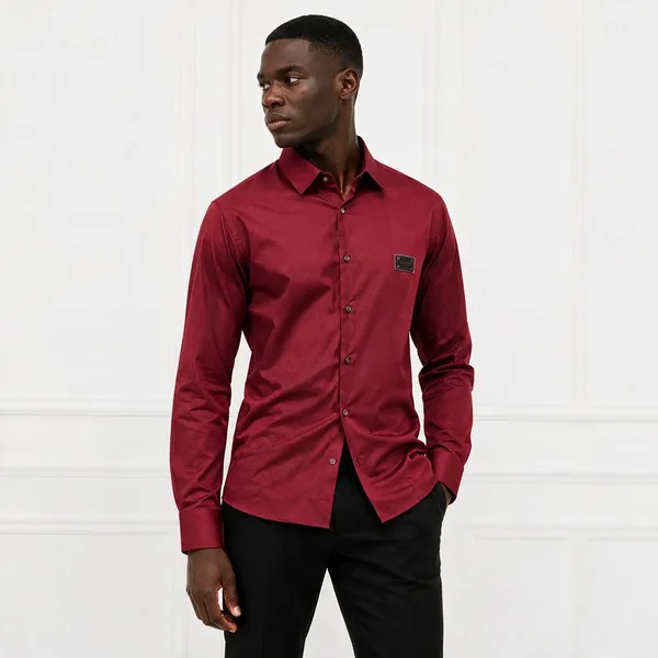 Balmain_Paris_Front_Metal_Logo_And_Leather_Patch_Light_Maroon_Shirt_Big_Size