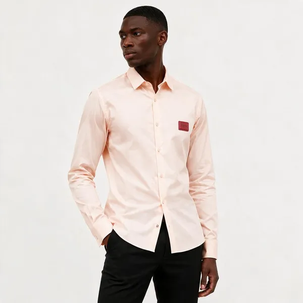 Balmain_Paris_Front_Metal_Logo_And_Leather_Patch_Pink_Shirt_Big_Size