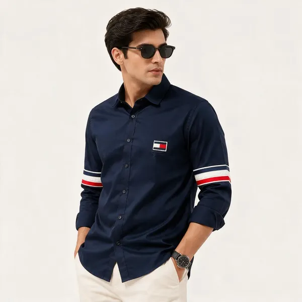 Tommy_Hilfiger_Side_Strip_Big_Size_Navy_Blue_Shirt