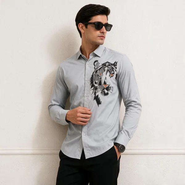 Balmain_Paris_Tiger_Imported_Grey_Shirt