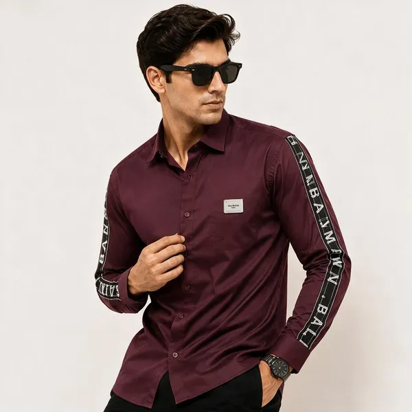 Balmain_Paris_Side_Strip_Maroon_Shirt