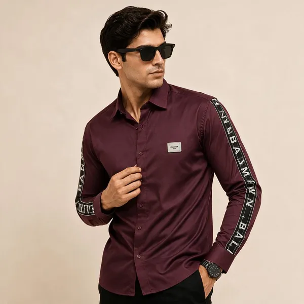 Balmain_Paris_Side_Strip_Maroon_Shirt