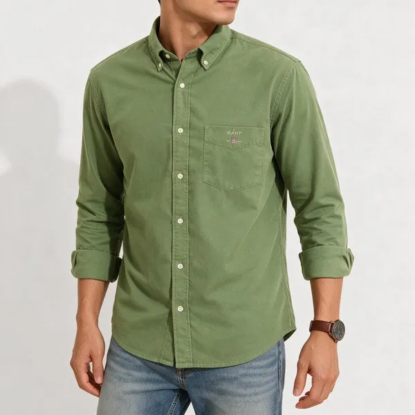 Gant_Linen_Moss_Green_Shirt