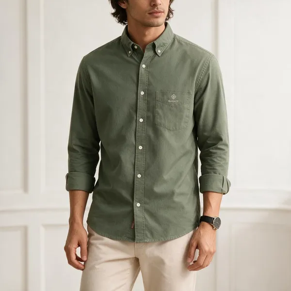 Gant_Linen_Military_Green_Shirt