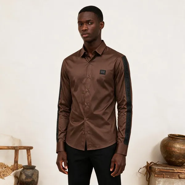 Balmain_Paris_Side_Strip_Brown_Shirt