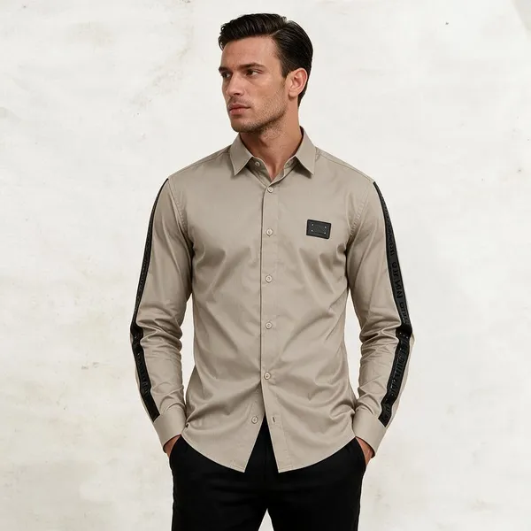 Balmain_Paris_Side_Strip_Beige_Shirt
