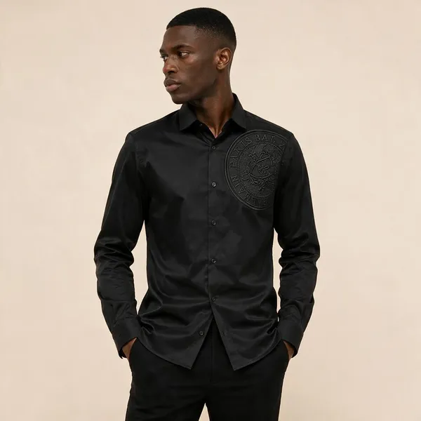 Black_Cotton_Embroidered_Regular_Fit_Shirt_For_Men