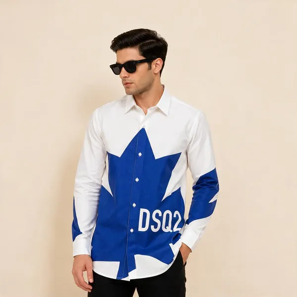 Dsquared2_White_Royal_Blue_Shirt