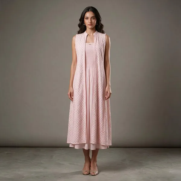 Pink_Pure_Cotton_Layered_Maxi_Dress_For_Women