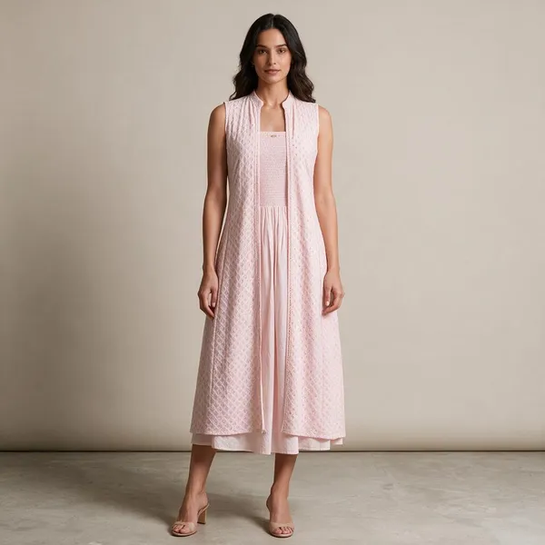 Pink_Pure_Cotton_Layered_Maxi_Dress_For_Women