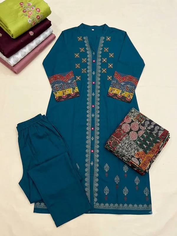 Teal_Straight_Fit_Kurta_Set_for_Women