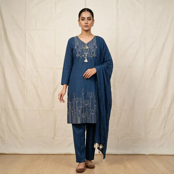 Blue_Pure_Cotton_Straight_Embroidered_Kurta_Set_For_Women