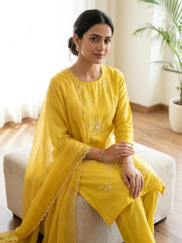 Yellow_Embroidered_Straight_Kurta_Set_For_Women