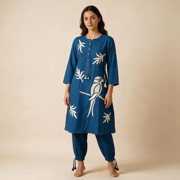 Teal_Pure_Cotton_Printed_Co_Ord_Set_For_Women