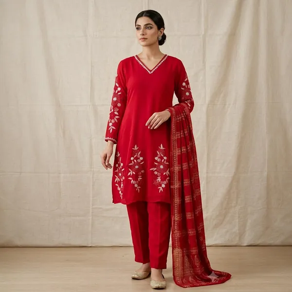 Red_Mal_Chandari_Embroidered_Kurta_Set_For_Women