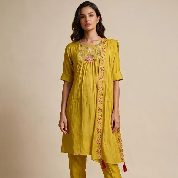 Yellow_Cotton_Chanderi_Straight_Embroidered_Kurta_Set_For_Women