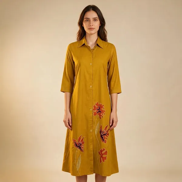 Mustard_Roman_Silk_Straight_Midi_Dress_For_Women