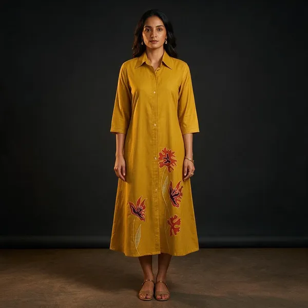 Mustard_Roman_Silk_Straight_Midi_Dress_For_Women