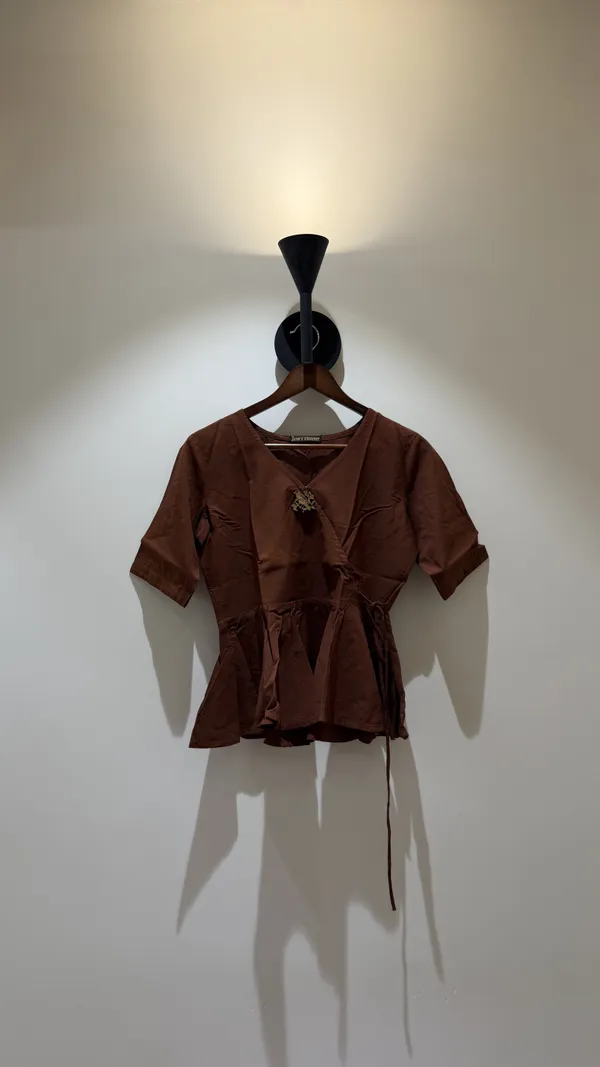 Brown_Cotton_Peplum_Top_For_Women
