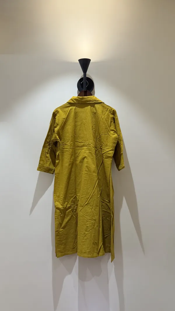 Yellow_Dabu_Cotton_Shirt_Dress_For_Women