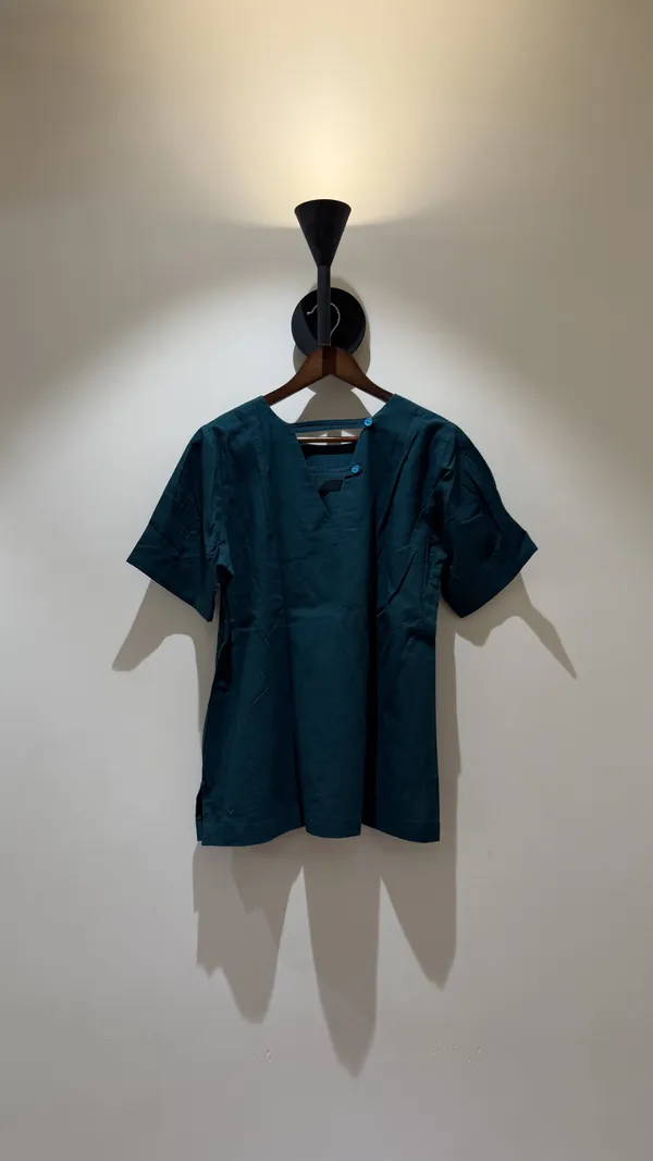Teal_Cotton_Straight_Kurta_For_Women